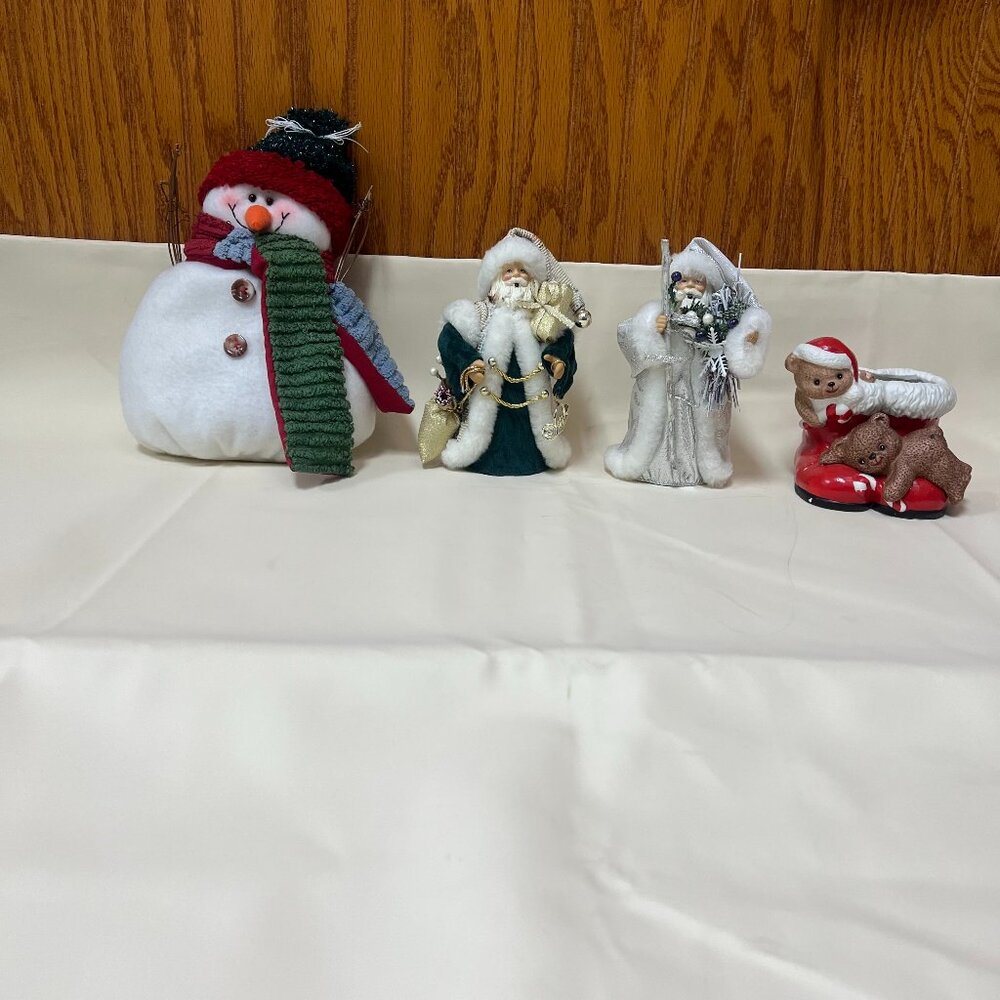 Christmas Figurines Snowman & Santa Clauses Holiday Decorations Vintage Ornament